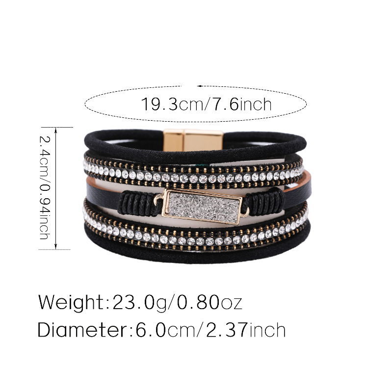 Bohemian Hot Diamond Multi-layered Wide-sided Magnetic Buckle Bracelet display picture 20