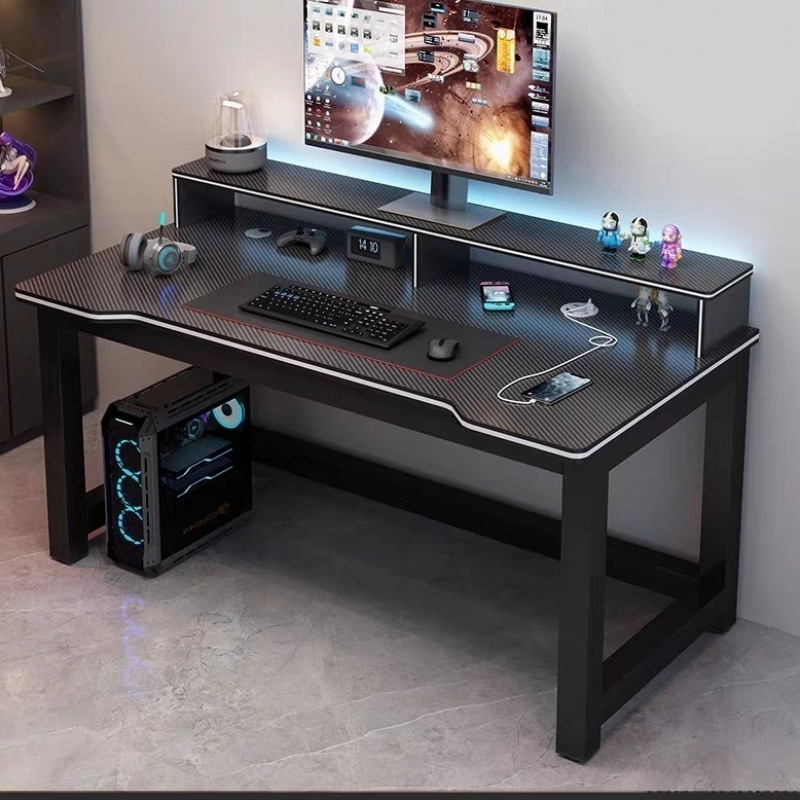 Double Desktop Computer Table Student Desk Home Bedroom Study Table Bookshelf Integrated Desk Game E-Sports Table