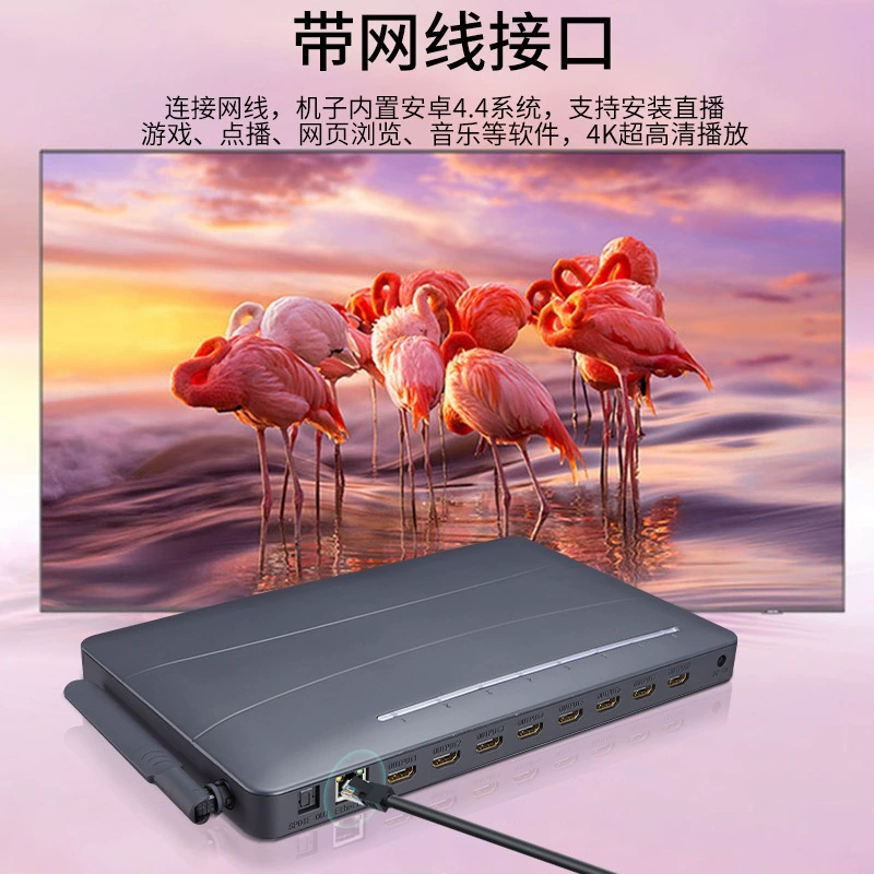 8‑канальный HDMI кодер 4K*2K, Android сетевой smart‑плеер с жестким диском, поддержка U‑disk, 8‑портовый распределитель