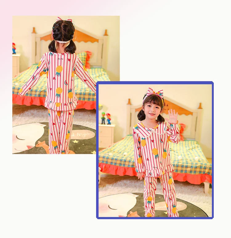 Children Long Sleeved Pajamas Set Spring Autumn Home Clothing For Girls Cotton Tops+Pants 2pcs Pyjamas Kids Underwear Outfits pajama sets bamboo	