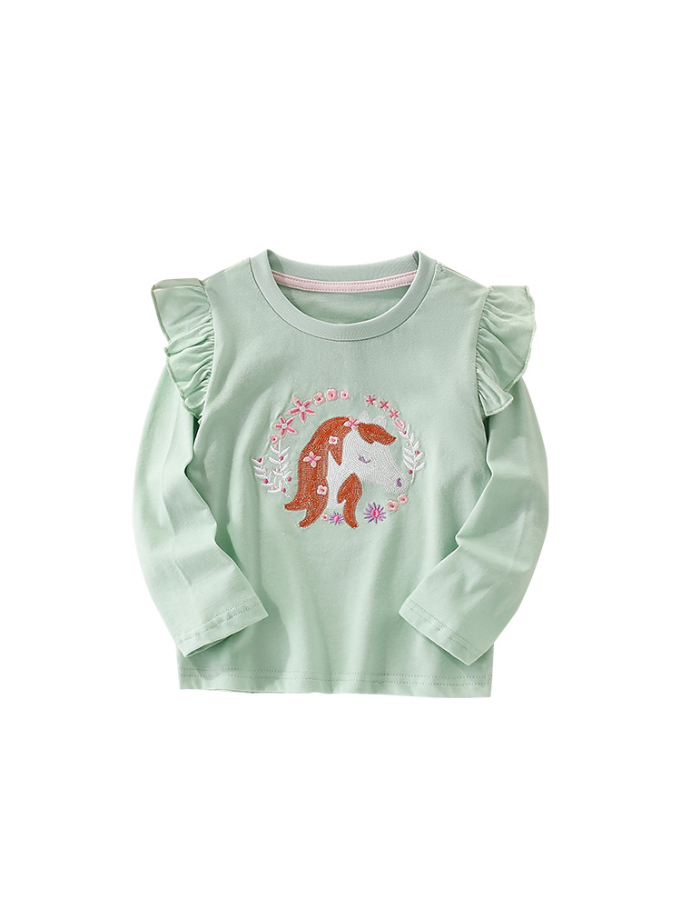 Cross-border malwee girls de manga larga otoño e invierno nuevo estilo europeo y americano para niños pequeños y medianos camiseta linda niña casual top