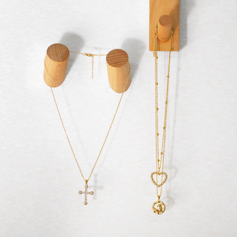 retro cross heart shape leopard pendant copper necklace simple choker