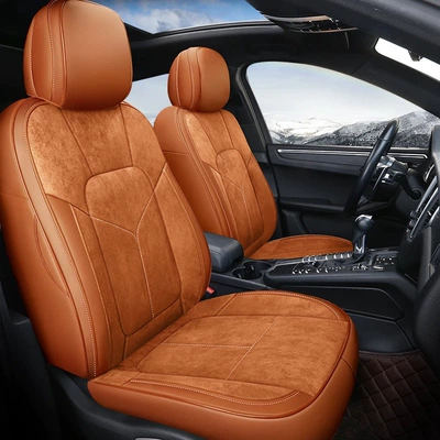 Modelə uyğun (Original) oturacaq örtükləri — Tharu, Bora, Magotan, Id.3, Tiguan - suede-cayenne-orange-five-seats-fully-surrounded-in-front-and-rear-rows