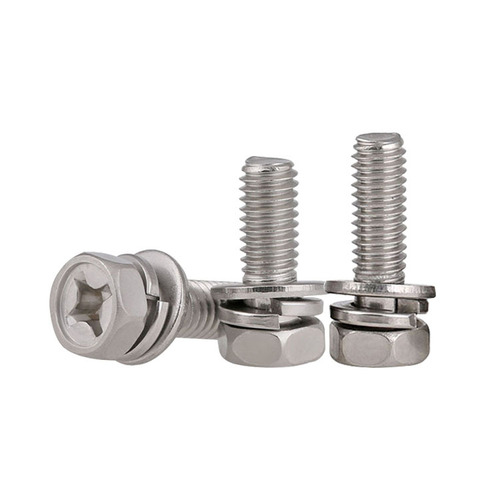 GB9074.13 Cross external hexagon combination screw 304 stainless steel external hexagon head three combination bolt M4-M10