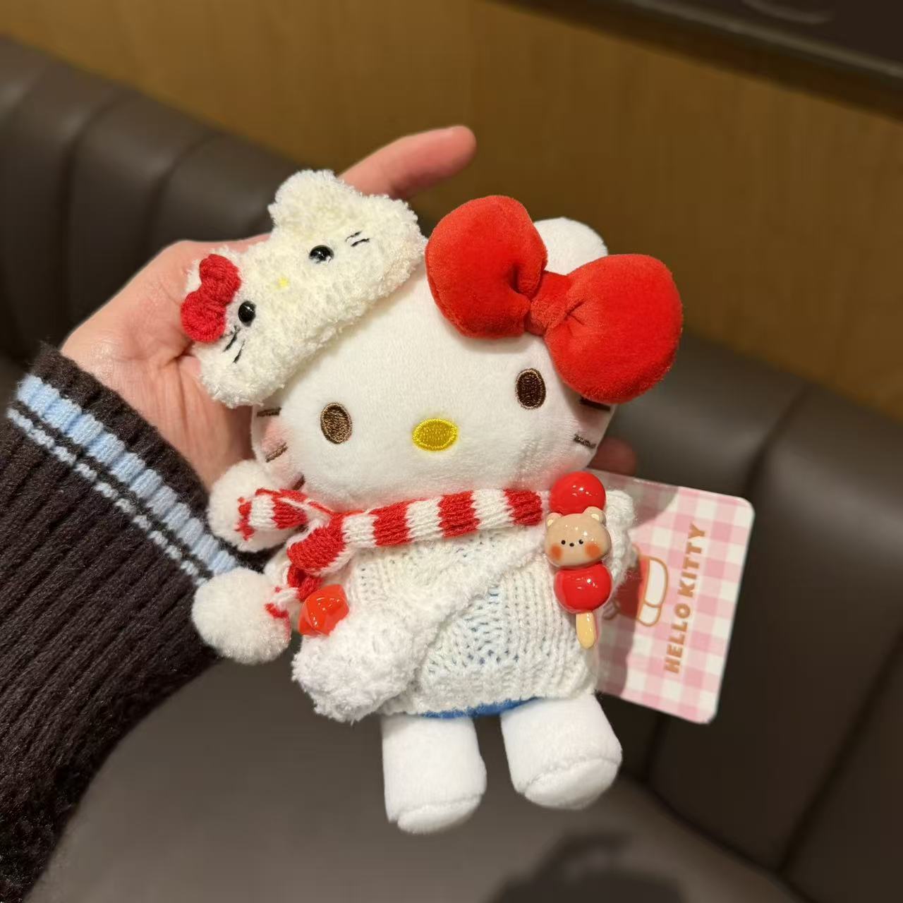 Genuino clásico KT Hello Kitty mochila bolso colgante dibujos animados lindo hellokitty llavero muñeca de felpa mujer