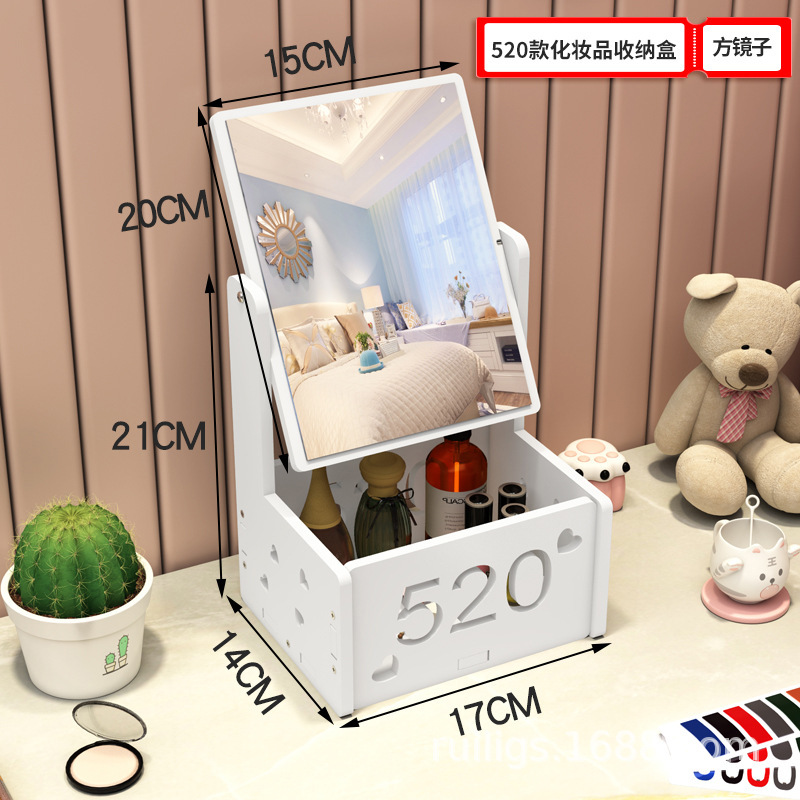 Espejo de maquillaje espejo portátil de niña red red escritorio espejo de vestir dormitorio de estudiantes梳妆台 simple espejo con caja de almacenamiento