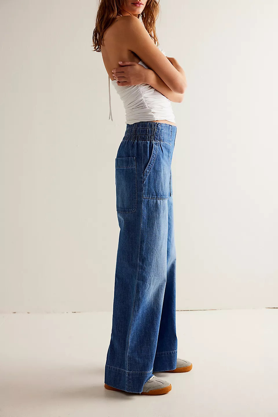 SC European And American Women's Fashion Stylish Low-waist Non-stretch Denim Pants, Trendy Loose Slimming Elastic Waist_ecoleips.com