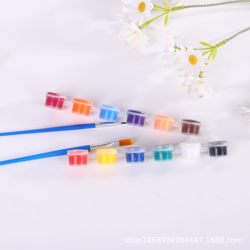 Los niños de pintura acrílica 12 colores traje 6 siameses kindergarten estudiante arte suministros graffiti DIY yeso tira pigmento