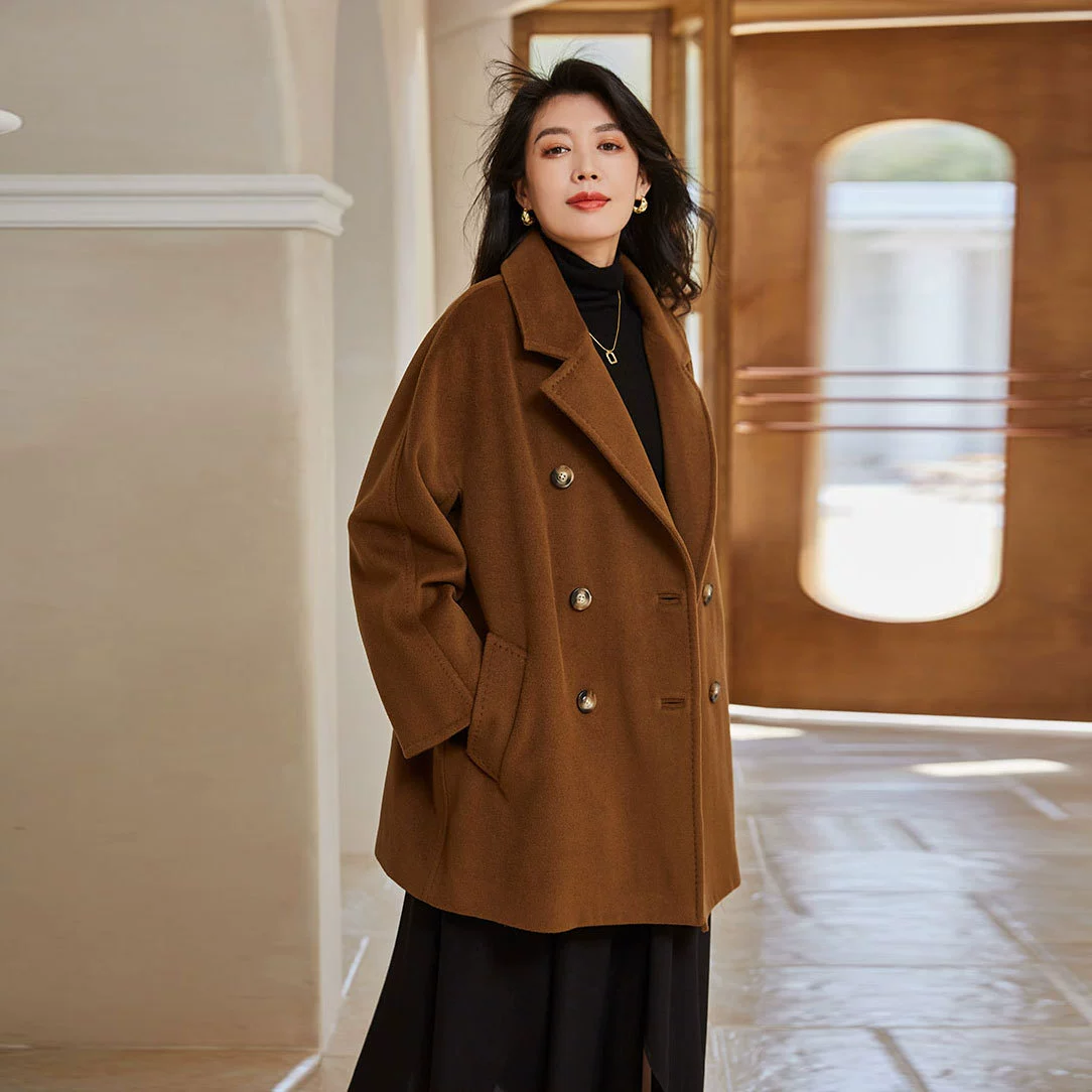 Зимнее новое домашнее классическое пальто 101801 Lift Soft Small Daily Commuting Short Wool Coat Women 13802