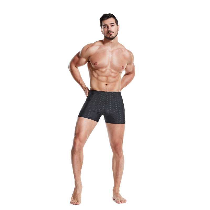 European and American Imitation Sharkskin Men's Swimming Trunks, Plus Size Adult Boxer Swimming Trunks, Beach Quick-Drying Five-Point Hot Spring Shorts