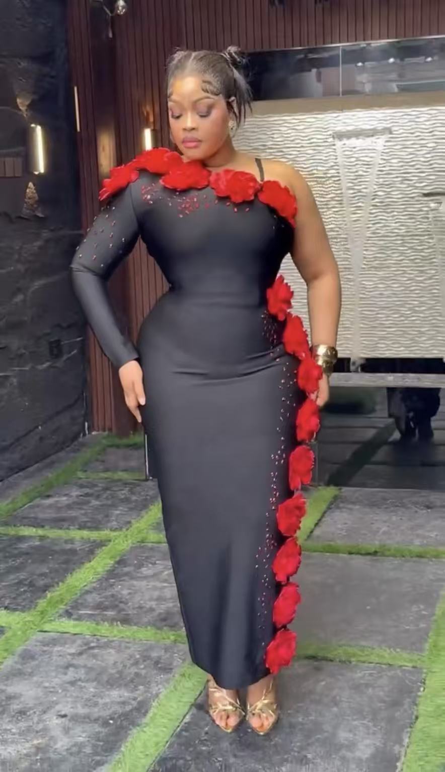 Women's Halter Neck Floral Rhinestone Embellished Bandage Bodycon Dress American Style Long Skirt Fashion Elegant_ecoleips.com