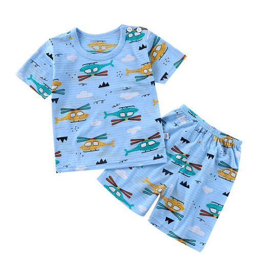 New children's t-shirt set 0-7 years old summer baby short-sleeved shorts home clothes sweat-absorbent breathable pajamas