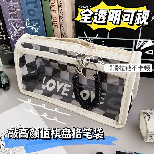 Pen bag Japanese super large capacity pencil case stationery box elementary school student junior high school ins style simple high school student stationery bag
