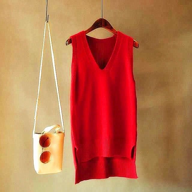 【 Cashmere Family 】 Neuer ärmelloser Pullover aus Wolle mit V-Ausschnitt, vielseitige Weste und Camisole-Oberteil_voghion.com