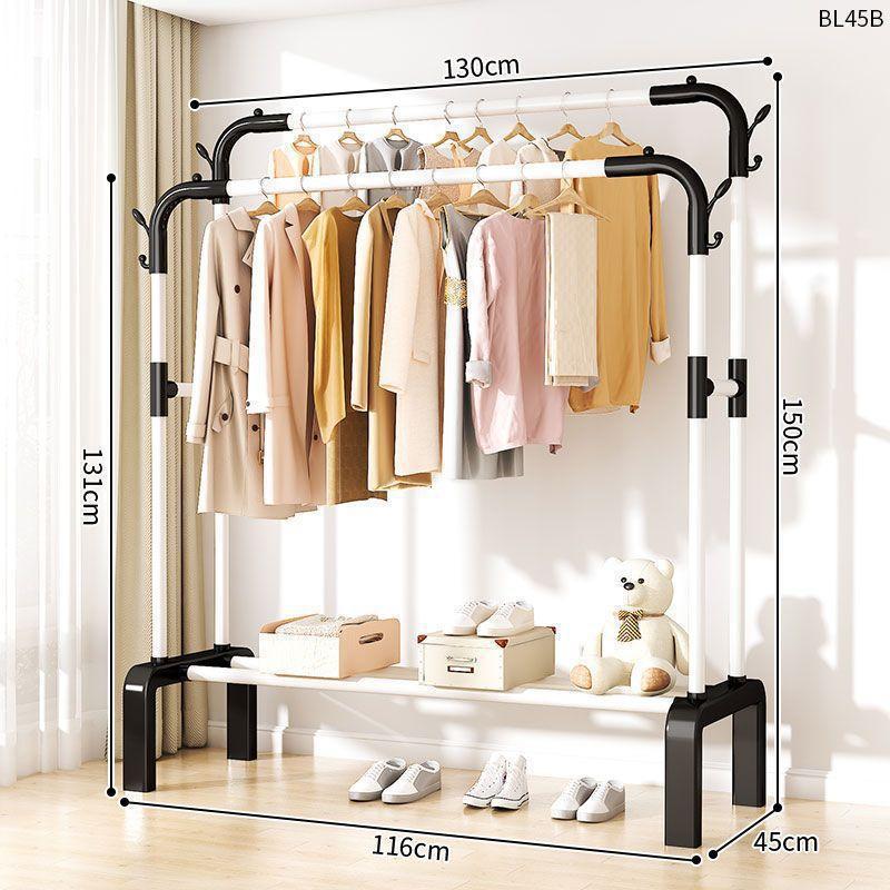 131.6CM [업그레이드된 더블폴 + 신발장] 화이트