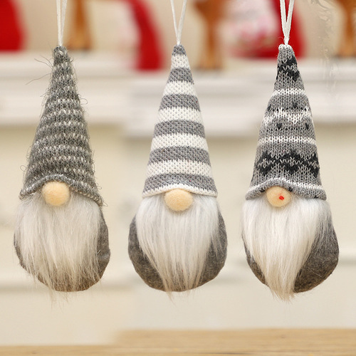 Creative Knitted Santa Christmas Decoration Accessories, Faceless Old Man Doll Ornament