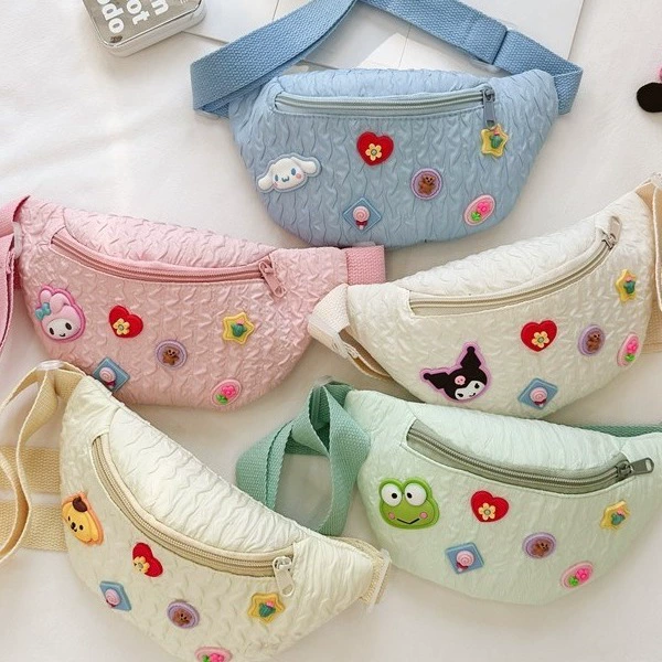 Милый нейлоновый мультяшный одно плеч bag, держатель карт, детский ремень-сумка, кролик, грудная сумка, цветочный