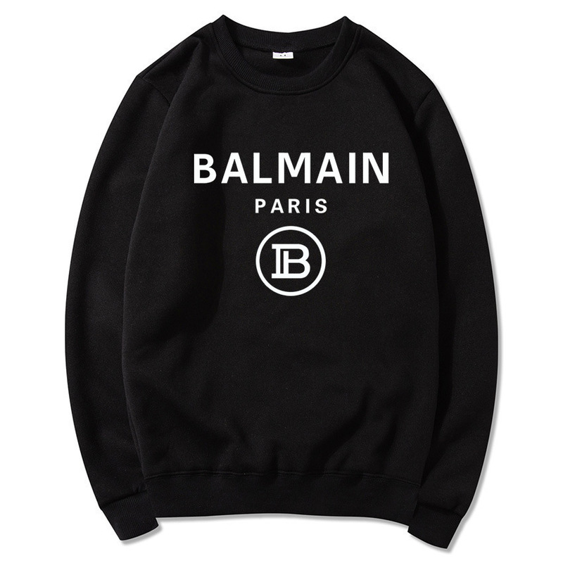2024 Spring and Autumn European and American Fashion Brand balmain New Garden Collar Letter Printing Balman Loose Men's and Women's Sweatshirt