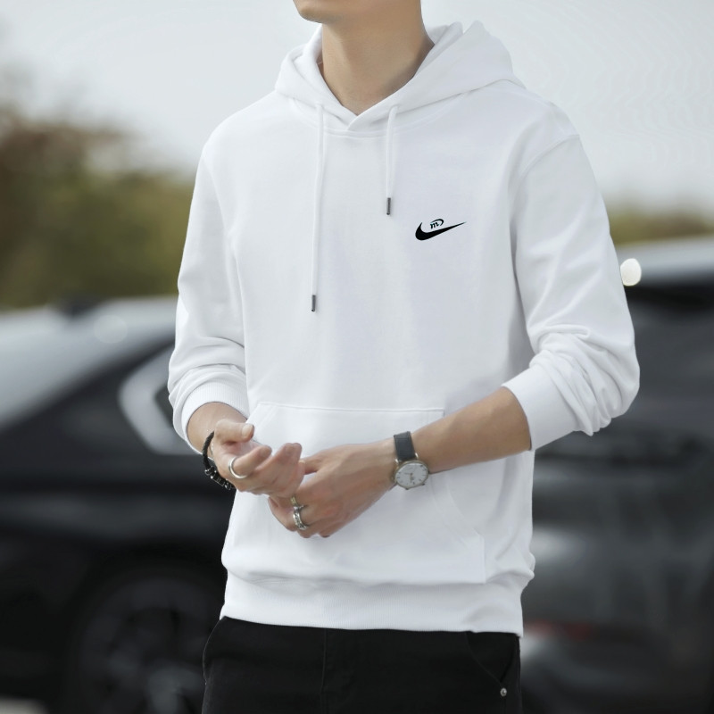 Hooded Sweatshirt Men's Autum New Men's Pure Color Sweatshirt Sports Youth Loose Top Men's Clothing Can Add Logo