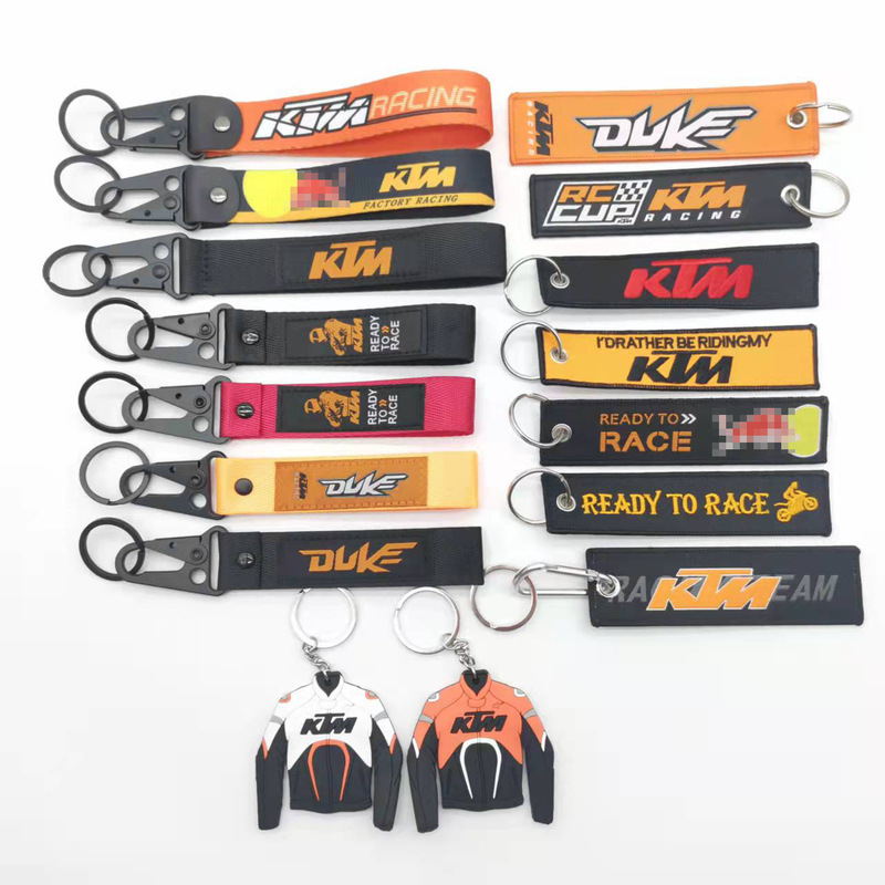 Suitable for KTM motorcycle modification culture embroidery silicone cloth key chain pendant spot wholesale