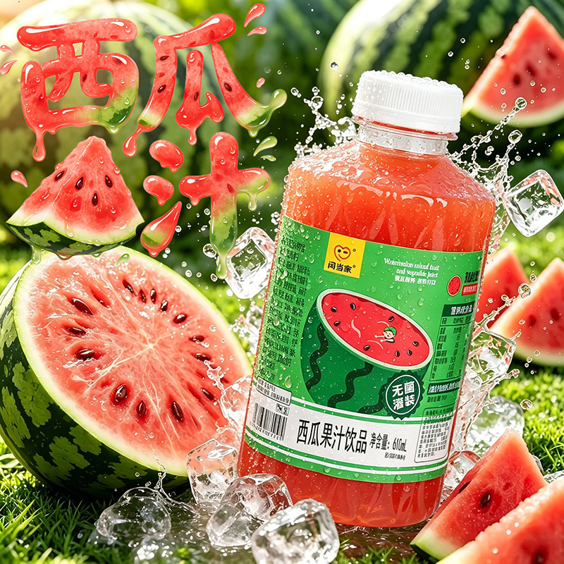 [Hot Sale] Iced Watermelon Fruit Flavor Drink 610ml*6 Bottles, Even Better When Chilled, Sweet and Refreshing, Wholesale