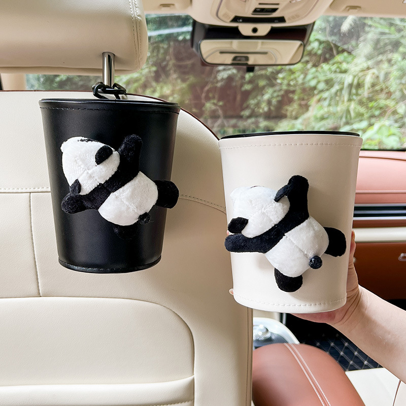 Panda Car Trash Can Cartoon Car Seat Umbrella Storage Bag In-Car Seat Back Umbrella Storage Box