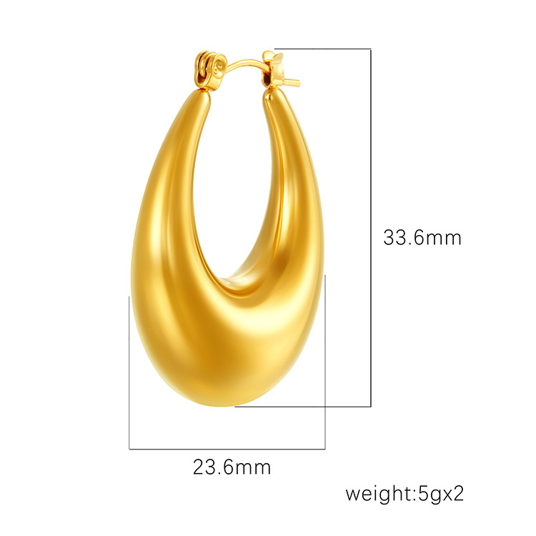 La moda europea y americana alta sensación de lujo ligero estilo de acero inoxidable hueco pendientes de moda femenina chapado al vacío 18K pendientes