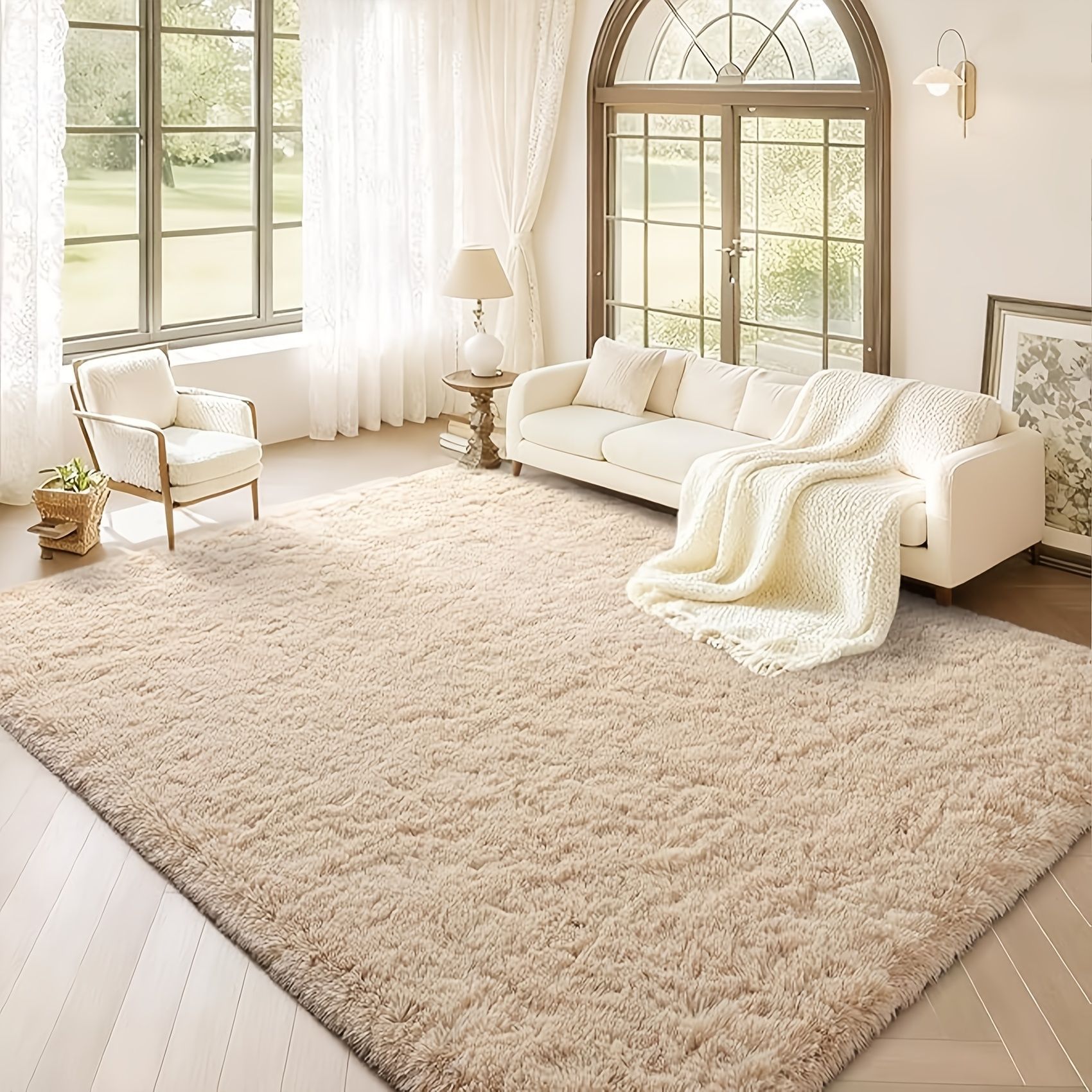 Alfombra de peluche de color sólido nórdica transfronteriza sala de estar alfombra plegable doméstica suave alfombra de seda esponjosa
