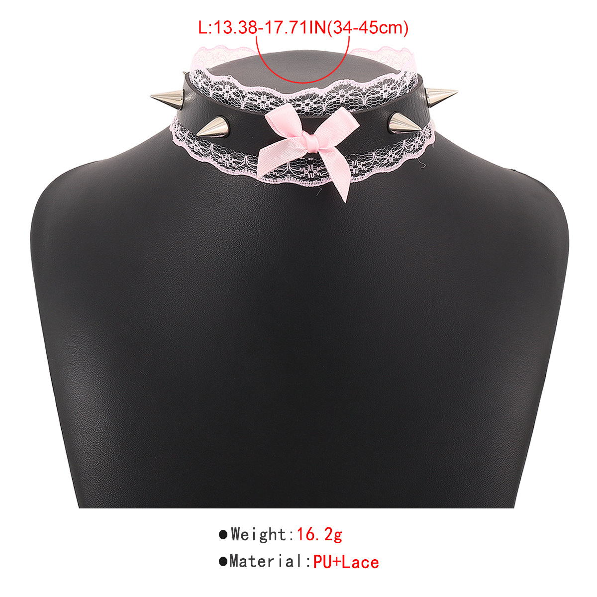 Punk Geometric Bow Knot Pu Lace Choker 1 Piece display picture 4