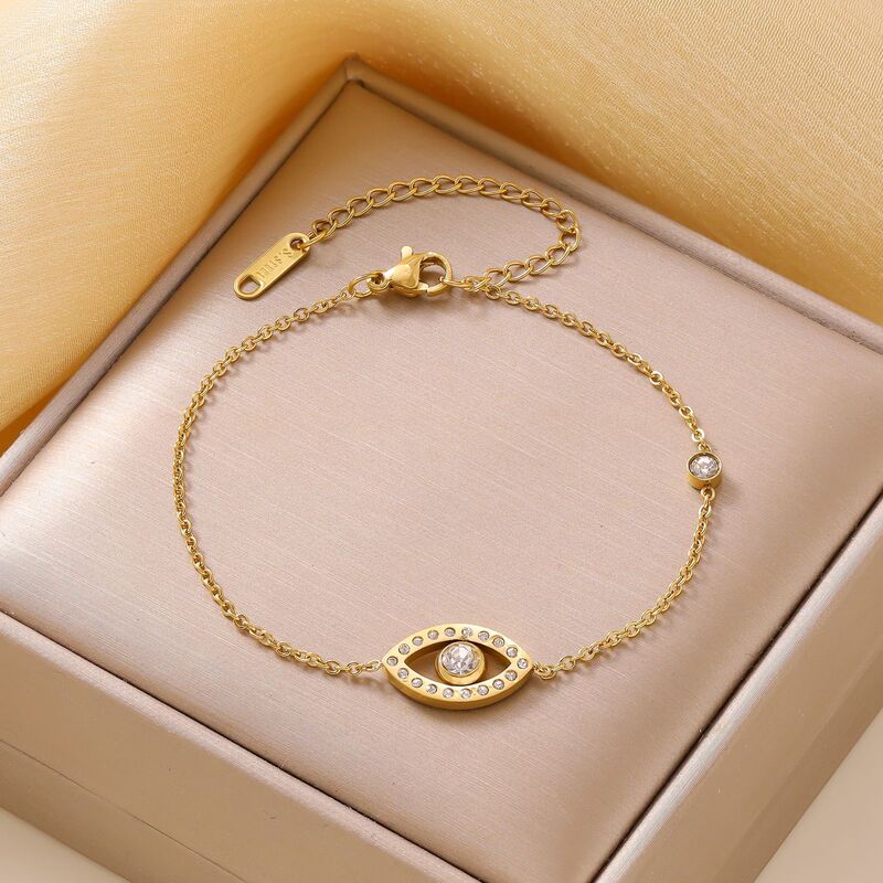 Turkish Evil Eye Protection Bracelet Titanium Steel Gold Plated/Diamond-Encrusted Devil's Eye Jewelry Cross-Border Supply Factory Direct Sales Turkish Evil Eye Protection Bracelet Titanium Steel Gold Plated/Diamond-Encrusted Devil's Eye Jewelry Cross-Border Supply Factory Direct Sales