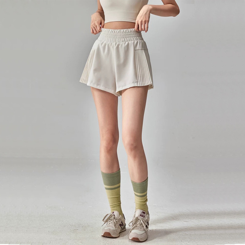 New Sports Shorts for Women, Fake Two-Piece Anti-Glare Quick-Drying Summer Fitness High-Waisted Shorts Tennis Outer Wear Hot Pants