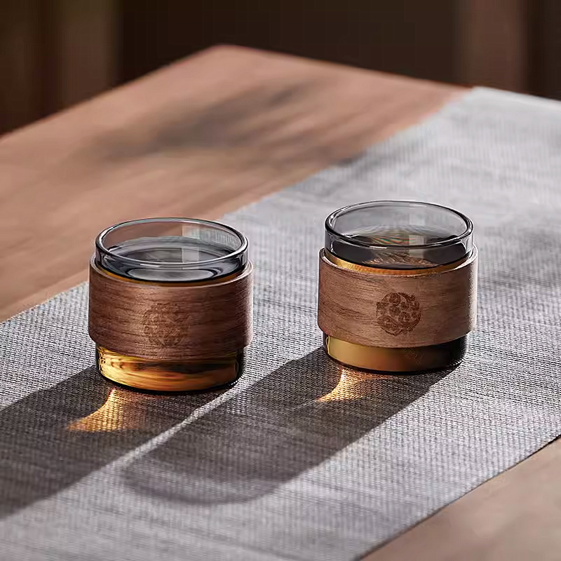 Taza de té de vidrio conjuntos de taza de té de kung fu resistente a altas temperaturas a prueba de quemaduras Taza de té doméstica comercial taza de té pequeña taza de té