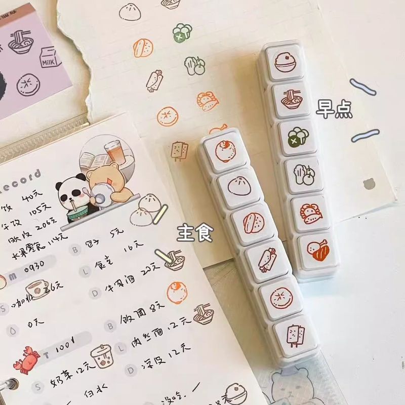 小紅書と同じスタイルの毎日の収支記録 6 パート シール かわいい漫画 イン スタイル装飾ハンドブック DIY 素材|undefined
