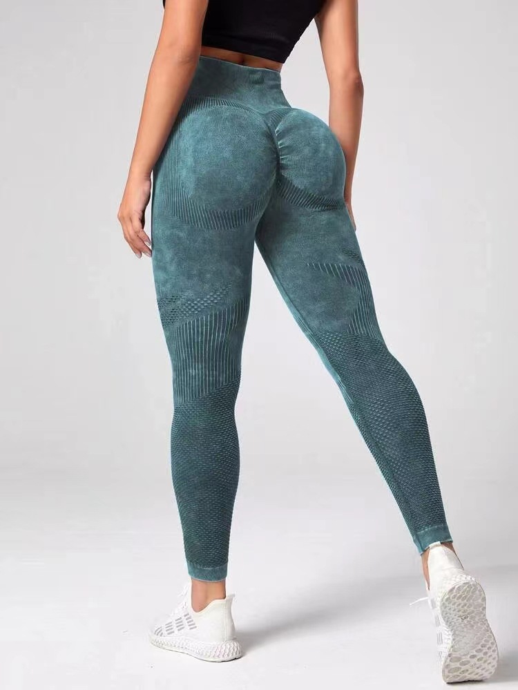 Hueco sin peldaño vestido de cintura alta mel桃 hips mujer lavado esmerizado pantalones deportivos ajustados nuevos pantalones de gimnasio de caderas
