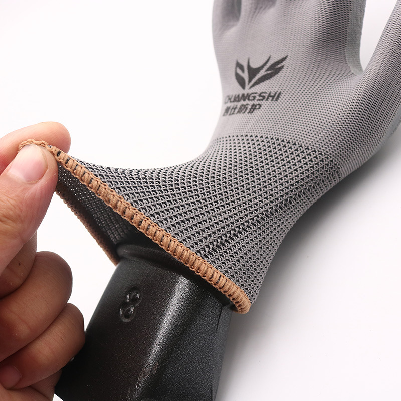 Latex Nylon Grey Flocked Rubber Slippers Grey Wrinkle Gloves Rubber Coated Slip-Resistant Breathable Gloves Construction Site Durable Protective Work Gloves