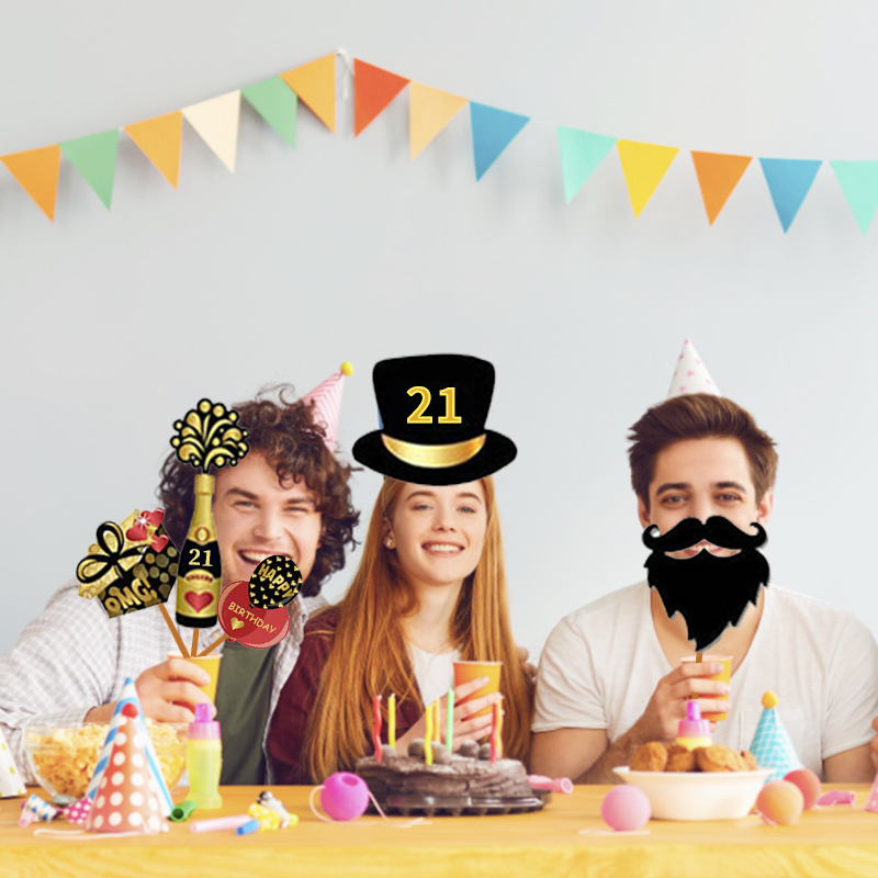 Cross-border new 30-60 year old adult birthday party photo props holiday party paper photo decorations