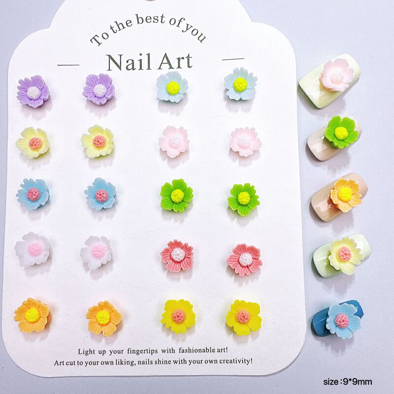 Mini Flower Nail Art Decorations Ins Pastoral Fresh Floral Colorful Cute Cartoon DIY Resin Nail Decoration