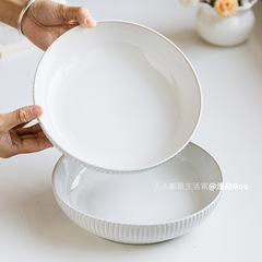 純色の浮き彫りのどんぶりの卸売りins風陶磁器の碗のシンプルな食器の開放の碗のサラダの碗の家庭用の丸い料理の碗