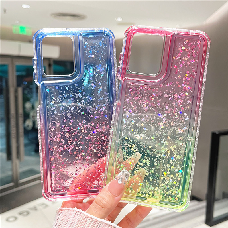 三合一滴胶手机套适用Redmi A3渐变闪片保护套防摔Note 13 4G