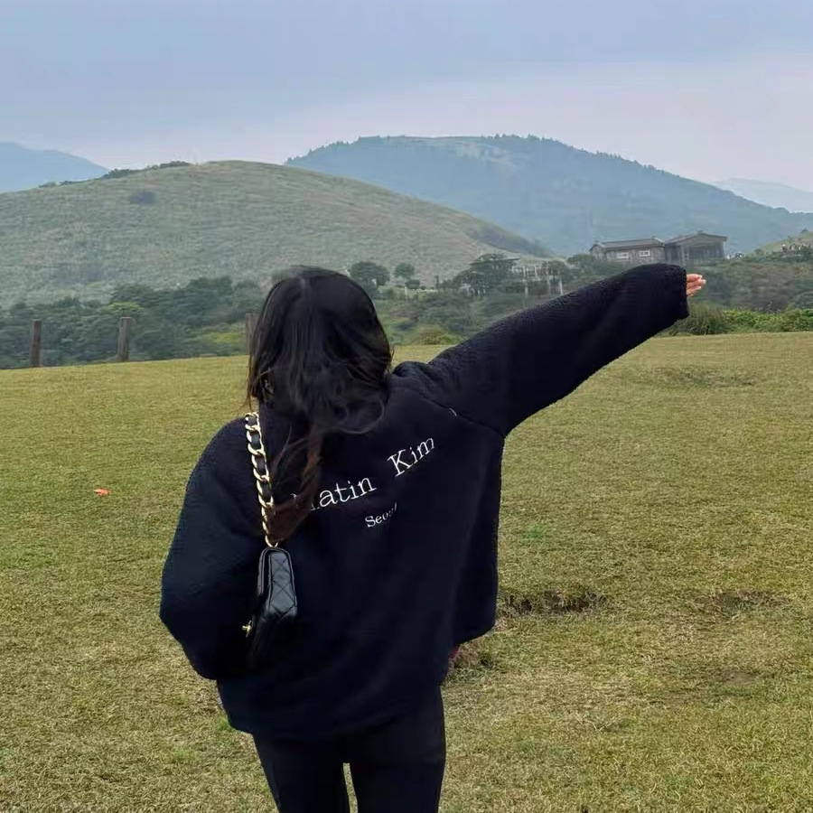 한국 트렌디 한 브랜드 마틴 김 철근 같은 스타일 양털 편지 자수 양털 재킷 느슨한 가을과 겨울 트렌디