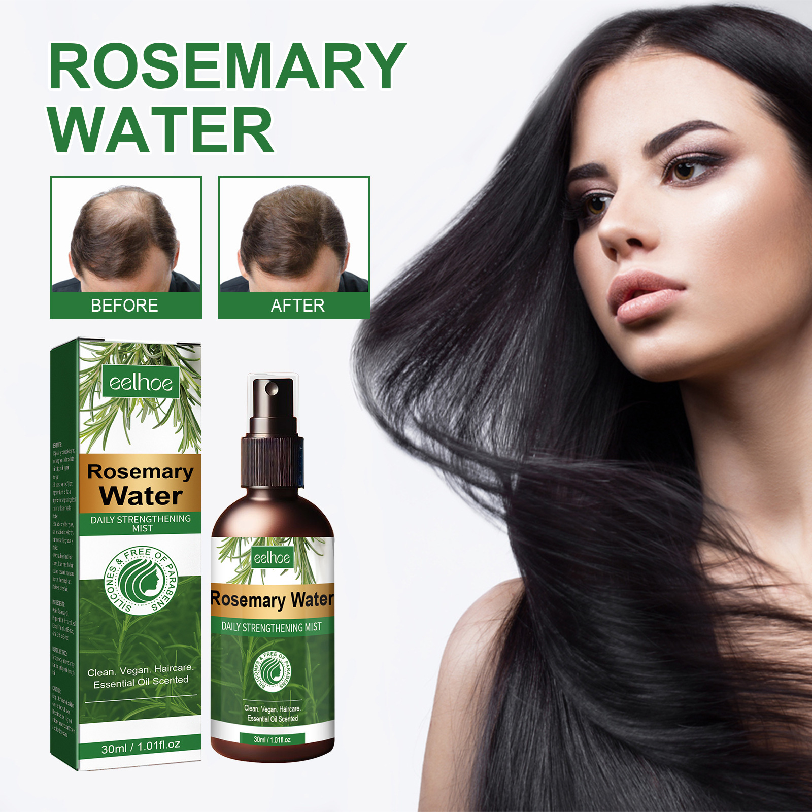 EELHOE Spray espesante para cabello con romero Hidrata las raíces del cabello, repara el cabello dañado, fortalece el cabello y previene la caída del cabello._voghion.com