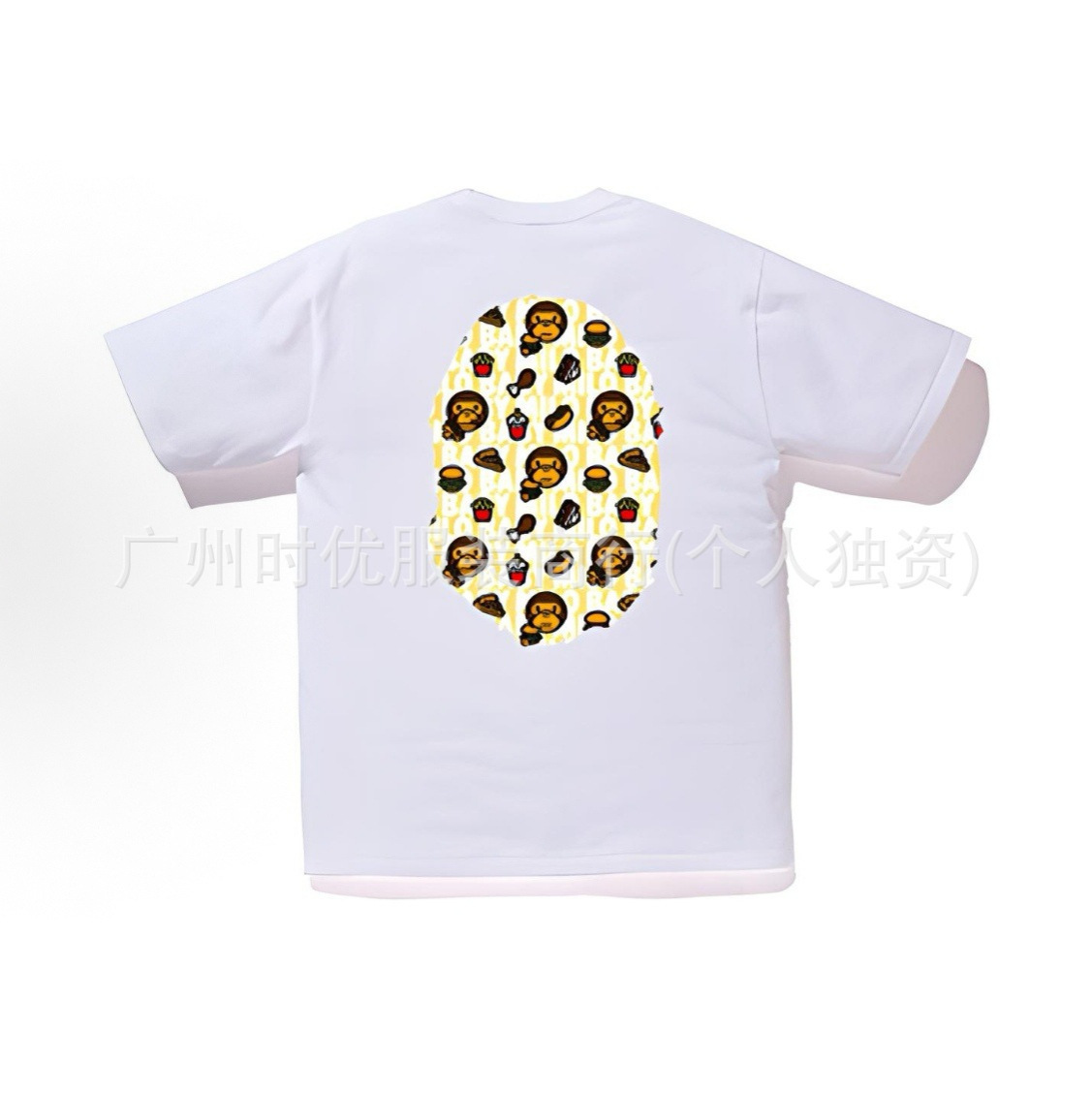 BAP* 正しいバージョンのサルマン 日本のトレンディなブランド食品 ビッグサルマン 半袖 Tシャツ 男女兼用 ゆったり半袖