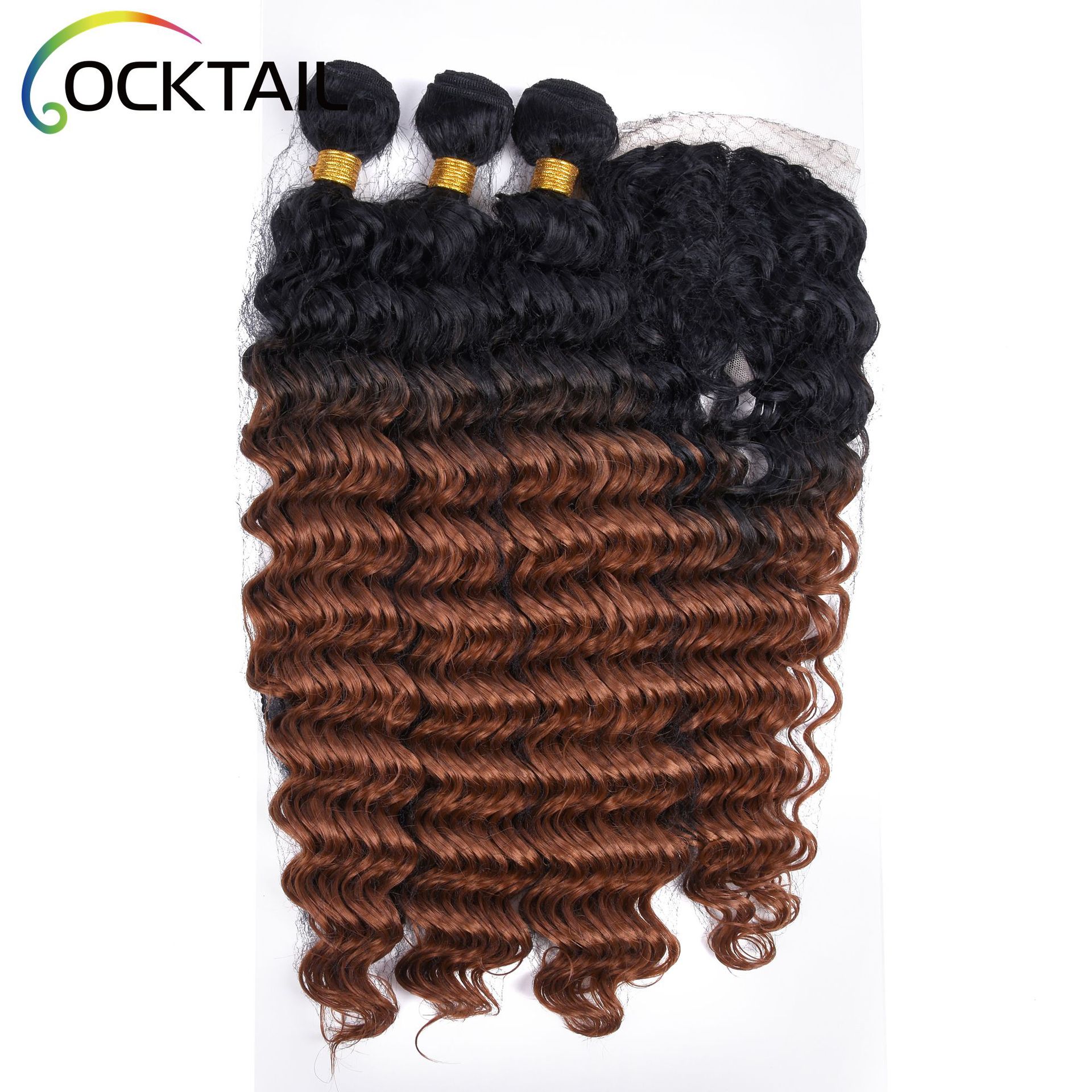 ONDA profunda Kanekalon fibra química cortina de pelo ventas directas de la fábrica 3 + 1 Tarjeta de seda de fibra química cortina de pelo