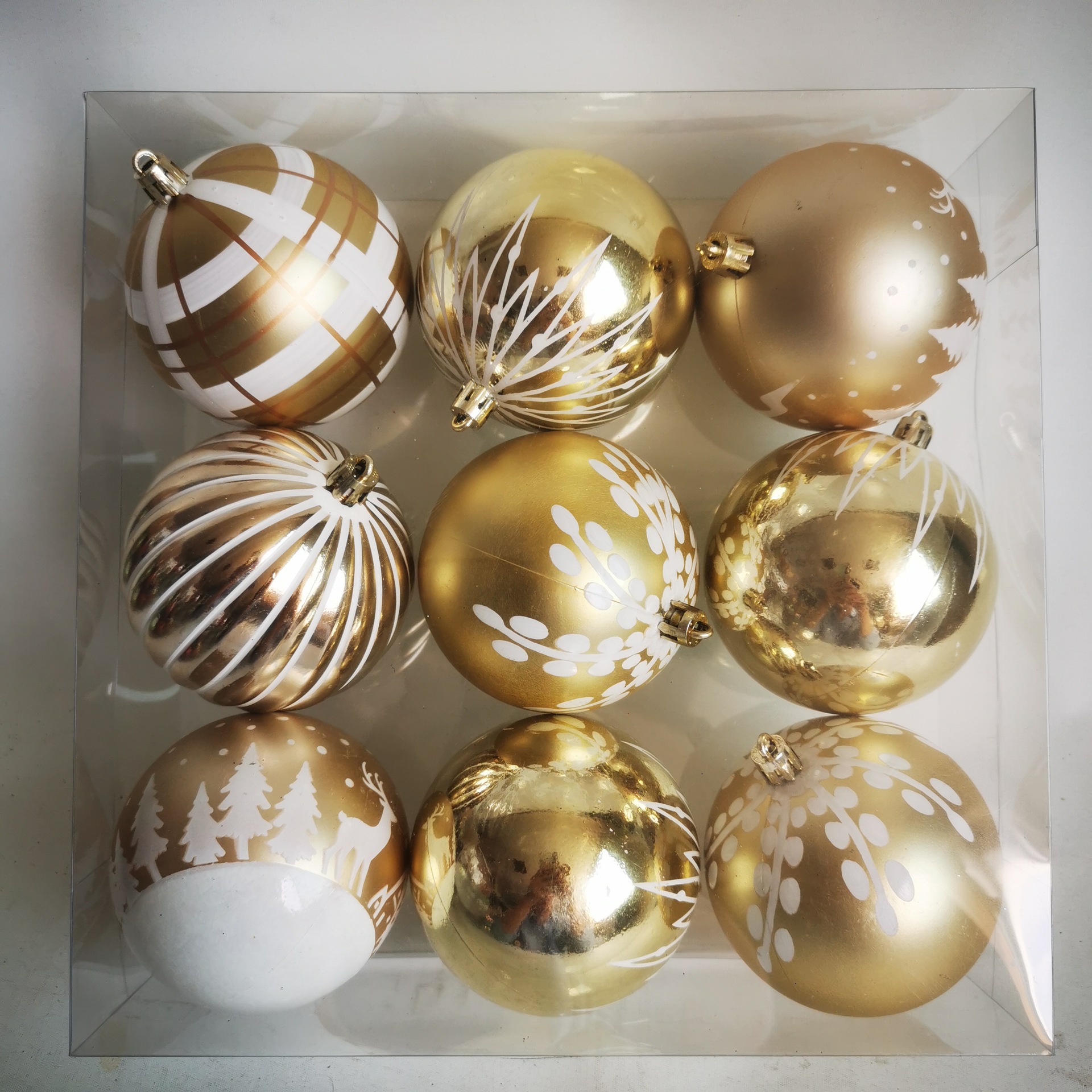 Navidad spot 8cm9PCS platino pintado galvanizado bola de Navidad de plástico árbol de Navidad atmósfera festiva bola decorativa