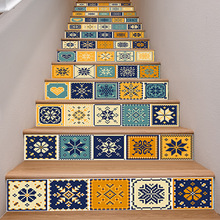 T176创意3D楼梯贴几何欧式花纹图案台阶装饰贴纸翻新遮瑕墙贴厂家