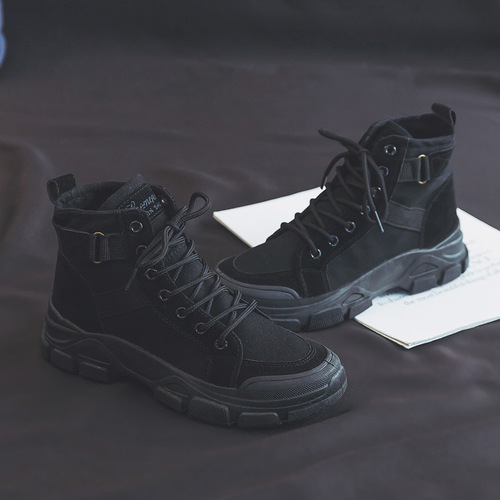 Women's Martin Boots: Versatile Knight-Style Short Ankle Boots with High Tops, Chic Canvas Shoes, and Stylish Hiking Footwear