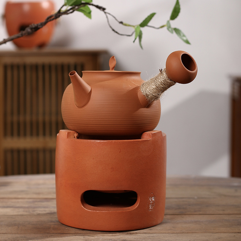 [Tao Chao Wen Chuang] Chaozhou Sand Pour Burning Water Jumping Cover Tea Set Egg Yolk Leaf Sand Pot Pottery Pot Boiling Water Boiling Tea