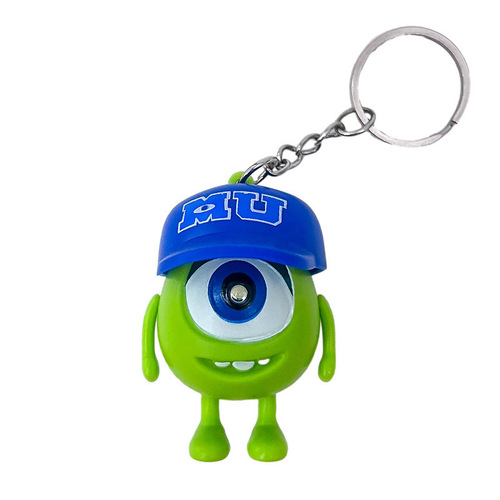 Flashing and Talking Cartoon Hat-Trimmed Three-Eyed Monster Keychain Pendant