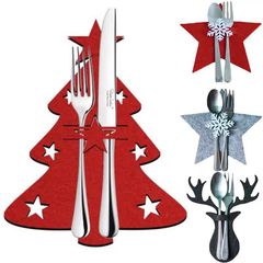 クリスマス用品クリスマスツリーナイフフォークセット黒ヘラジカ頭灰色五角星食器セット食卓雰囲気配置