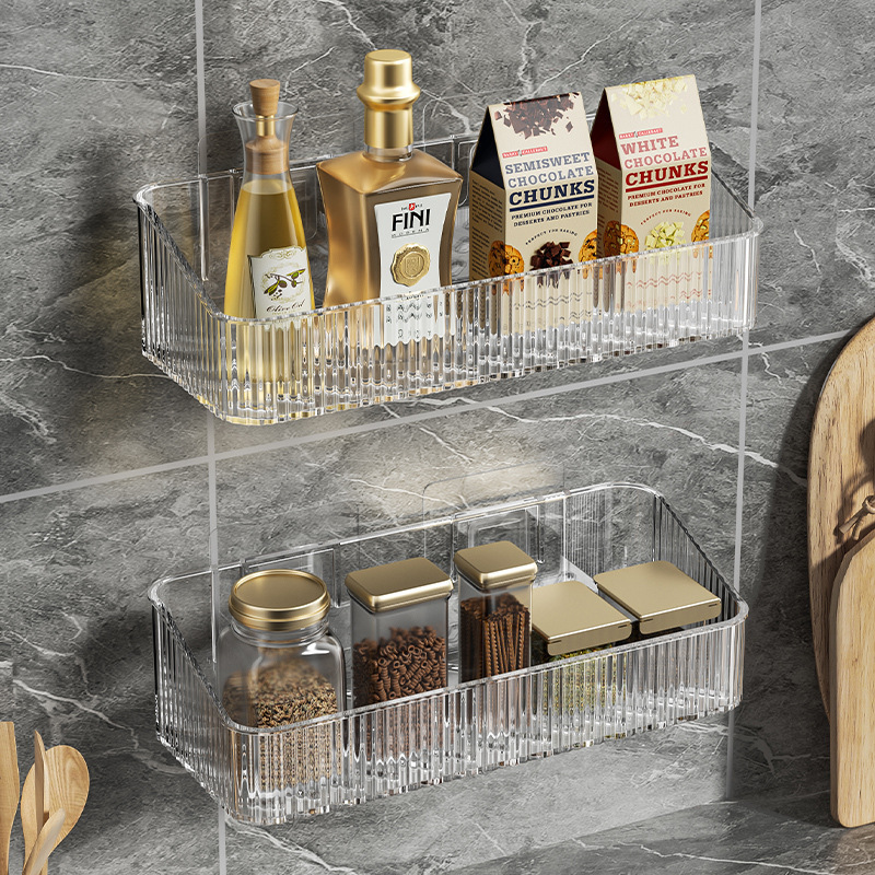 Bathroom Storage Box Wall-Mounted Punch-Free Daily Kitchen Tray Washstand Storage Light Luxury Bathroom Storage Rack